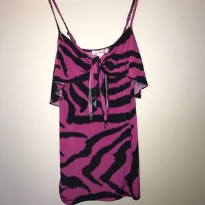 Silk tank with pink leopard print